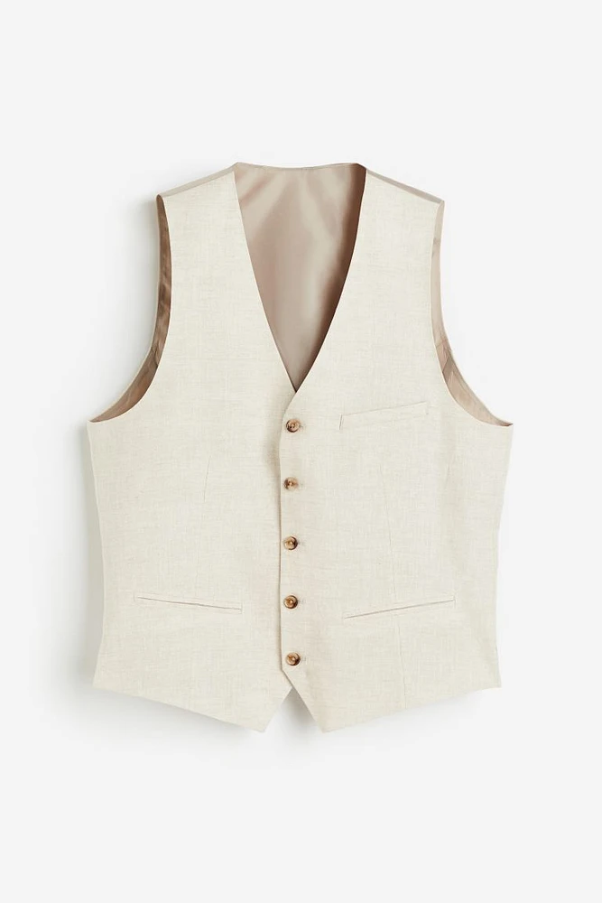 Slim Fit Linen Suit Vest