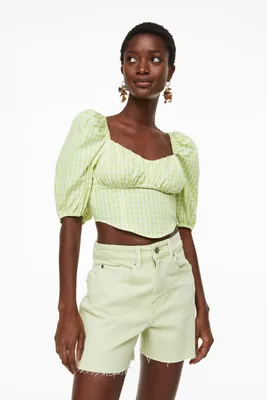 Puff-sleeved Cotton Blouse