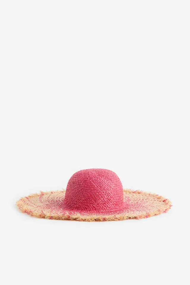 Ladies - Pink Wide Brim Straw Hat - Size: S/54 - H&M