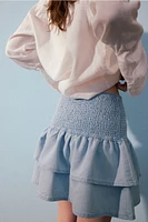Smocked-waist Tiered Skirt