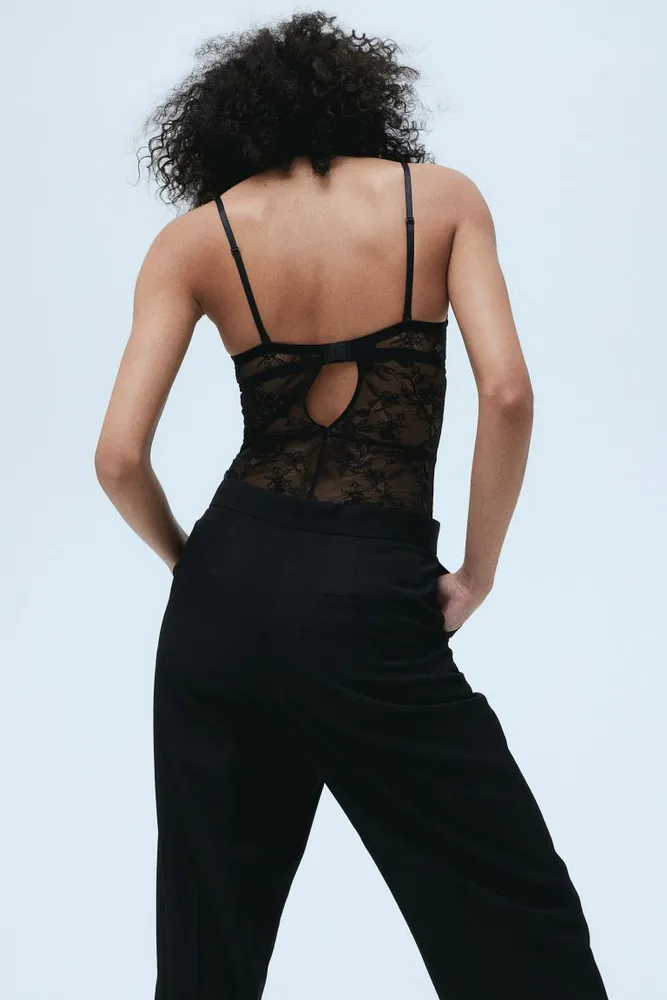 Black Lace Cami Bodysuit, Tops