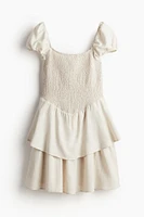 Tiered-skirt Smocked Dress