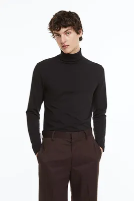 Slim Fit Cotton Turtleneck Shirt