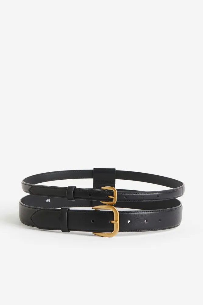 Ladies - Black Leather Belt - Size: XL - H&M