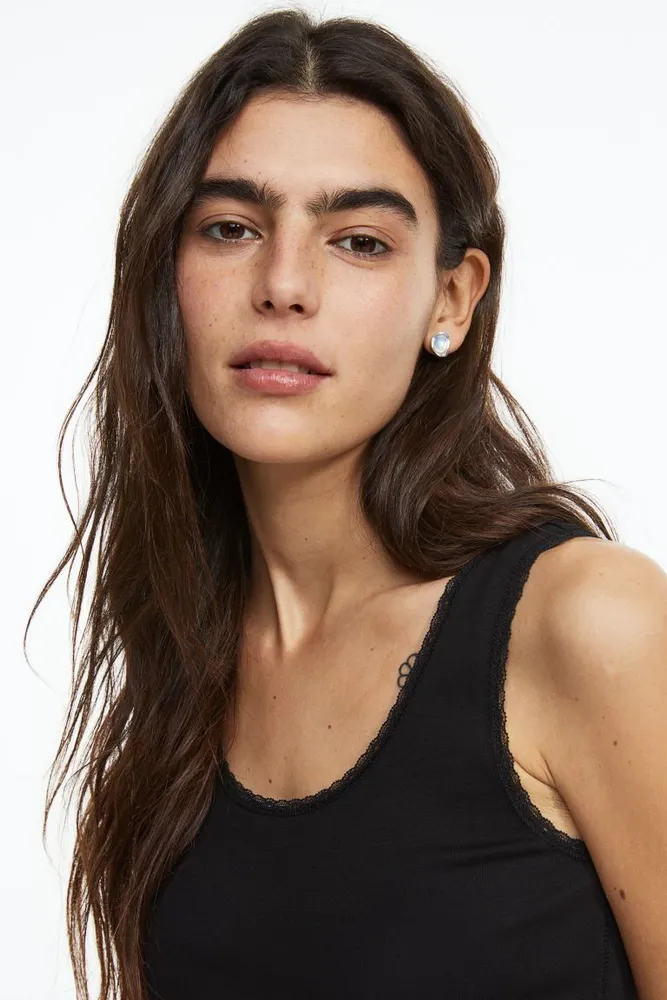 H&M Lace-trimmed Pointelle Tank Top