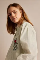 Cotton Poplin Shirt with Embroidered Motif