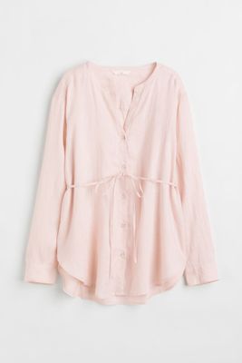 MAMA Linen Blouse with Tie Detail