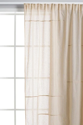 Linen-blend Patchwork Curtain Panel