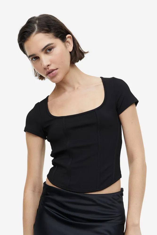 H&M Corset-style Ribbed Top - ShopStyle