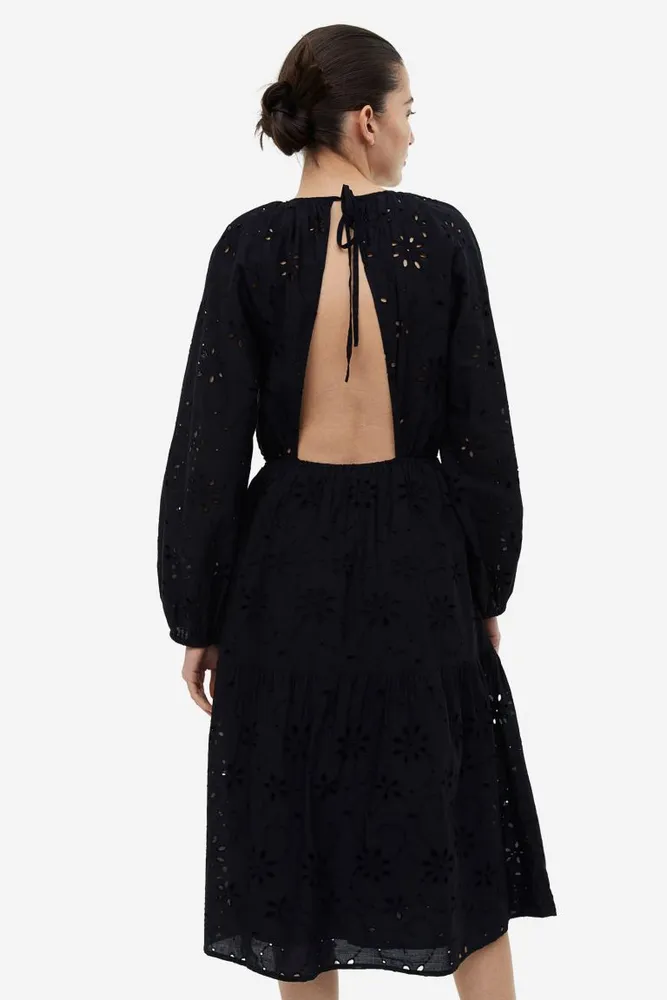 Eyelet embroidered Tie-detail Dress