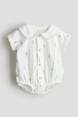 Muslin Romper Suit with Collar