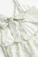 Ruffle-trimmed Tie-detail Dress