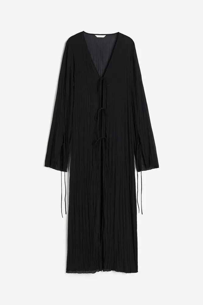 Pleated Tie-front Dress