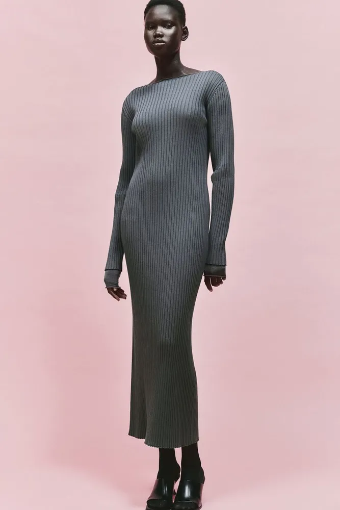 Silk-blend Rib-knit Dress