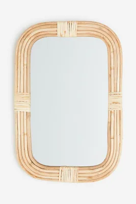 Mirror with Rattan Frame