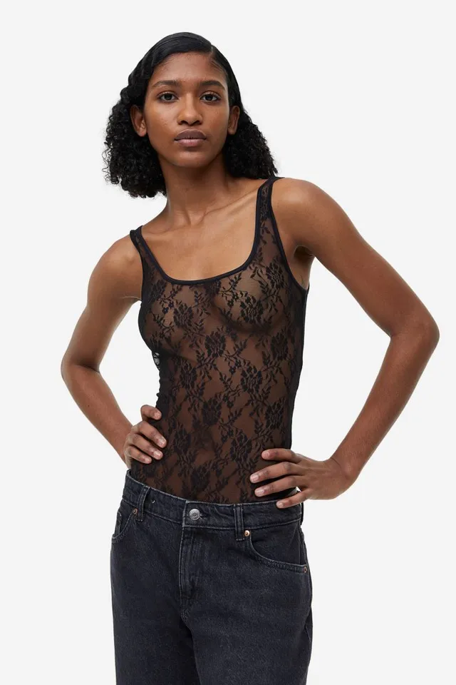 Stunning Allure Lace And Faux Leather Bodysuit