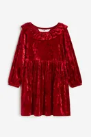Velour Dress with Collar