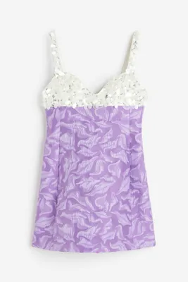 Embellished Jacquard-weave Mini Dress