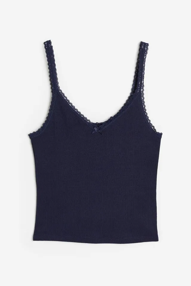 H&M Lace-trimmed Pointelle Tank Top