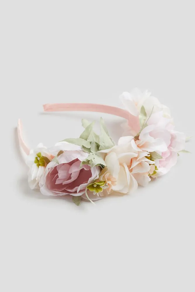 Satin Hairband with Flowers