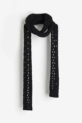 Narrow Hole-knit Scarf