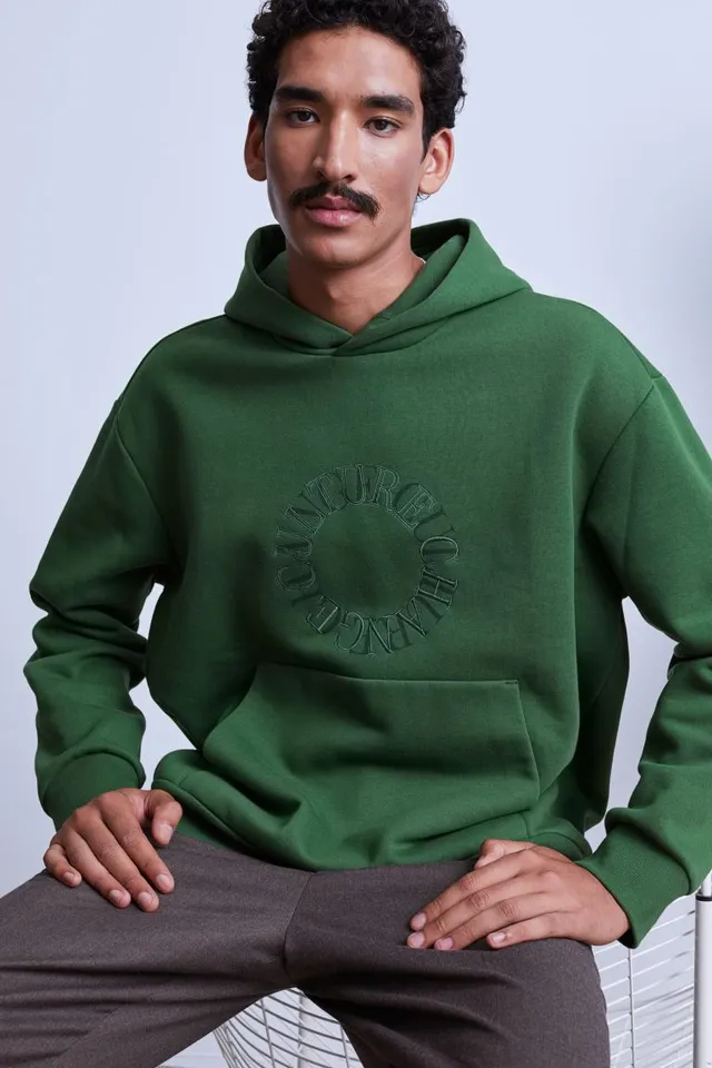Oversized Fit Hoodie Green/Make Or Break Men Hu0026M MY