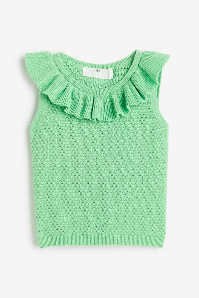 Flounce-trimmed Knit Top