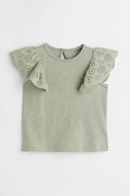Ruffle-trimmed Jersey Top