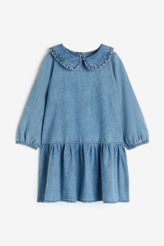 Medium Wash Denim Mock Neck Dress