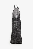 Sequined Fishnet Halterneck Dress