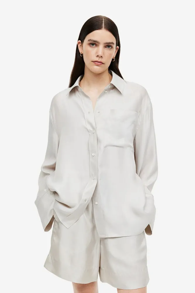 ZARA WOMEN OYSTER WHITE OVERSIZED LINEN BLAZER SIZE L