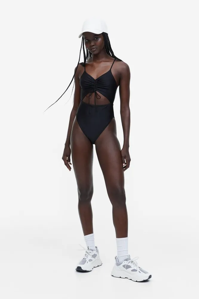 H&M High Leg Swimsuit with Drawstring