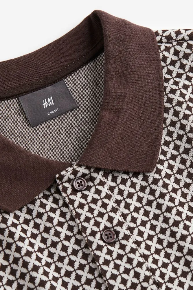 H&M Slim Fit Jacquard-knit Polo Shirt