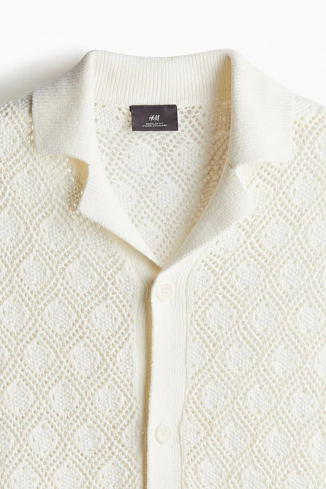 Regular Fit Crochet-look Resort Shirt