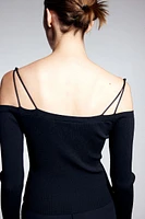 Button-front Off-the-shoulder Top