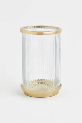 Candle Holder in Clear Fluted Glass