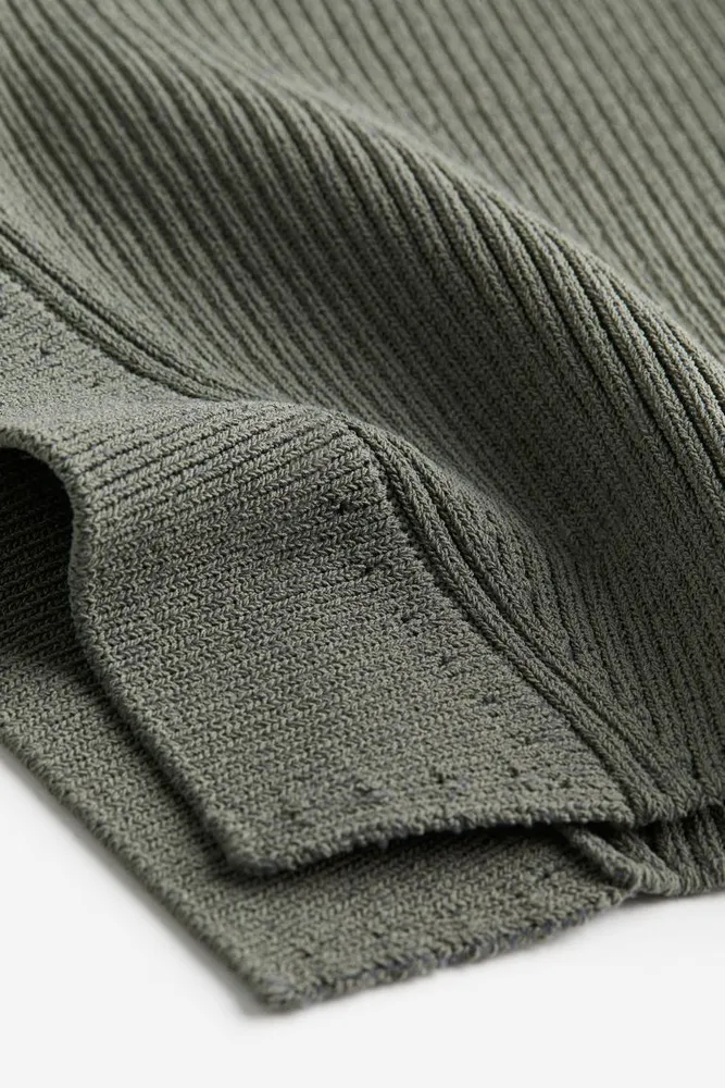 Slit-detail Rib-knit Sweater