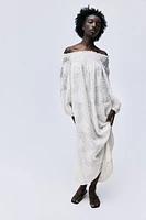Jacquard-weave Off-the-shoulder Dress