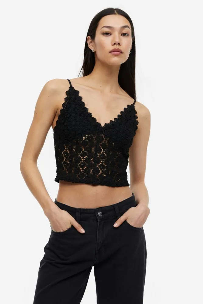 Strappy Lace Padded Bralette / Crop Top by Wishlist - White - Miss