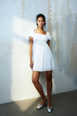 Puff-sleeved Babydoll Dress