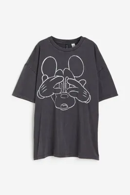 Oversized T-shirt with Printed Motif