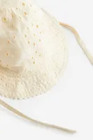Sun Hat with Eyelet Embroidery