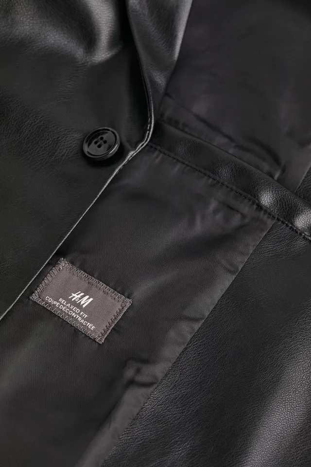 Men - Black Faux Leather Jacket - Size: 3XL - H&M