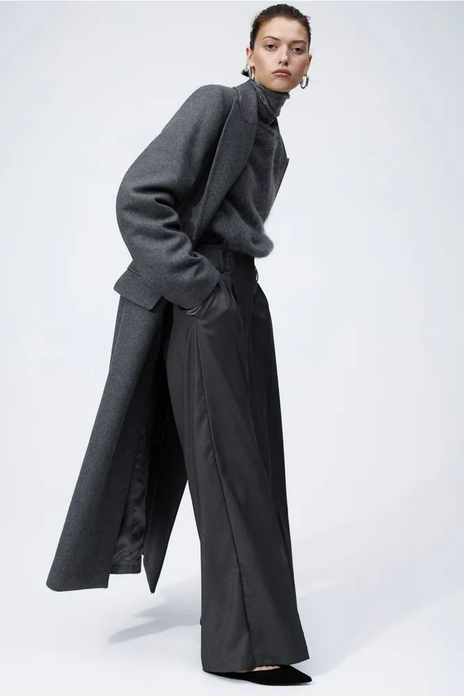 Wide-leg Twill Pants