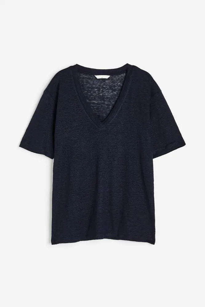 V-neck Linen Jersey T-shirt