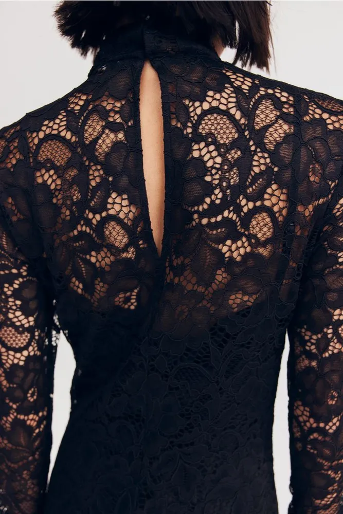 Stand-up Collar Lace Dress