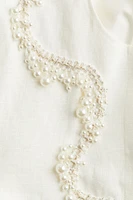 Bead-Embellished Linen Jacket