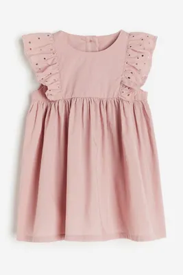 Flounce-trimmed Cotton Dress