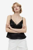 Lace-trimmed Satin Camisole Top