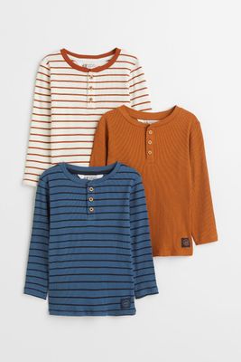 3-pack Ribbed Henley Shirts